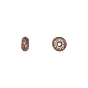 Bead, TierraCast®, "Hammertone" collection, antique copper-plated pewter (tin-based alloy), 7x4mm hammered rondelle. Sold per pkg of 20.