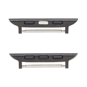 Watch component, black-finished stainless steel, 35x8mm with 22mm bar. Sold per pkg of 2.