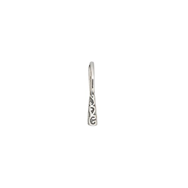 Ear wire fishhook 1pkg2 sterling silver, 13.5mm fancy design, 20 gauge antiqued 1 pair image number 0