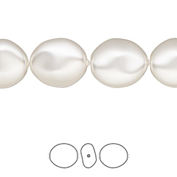Pearl 10pk white, Crystal Passions® 14x12mm baroque coin 5842 image number 0