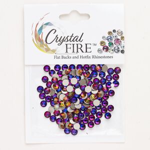 Flat back 144pk crystal volcano foil back, Crystal Fire® 3.80-4.00mm round SS16
