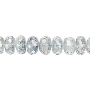 Quartz crystal 1pkg1, hand-cut faceted rondelle bead 8 inch 8x5mm-10x7mm