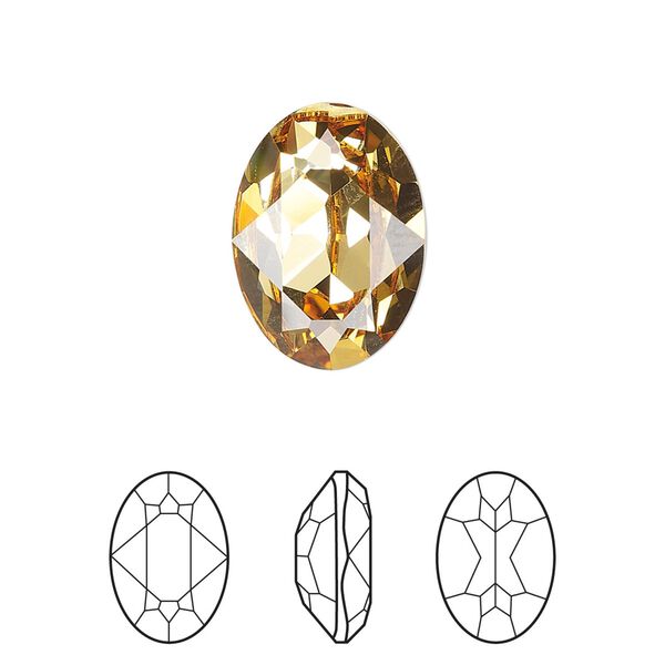 Fancy stone 6pk golden topaz foil back, Crystal Passions® 18x13mm oval 4120 image number 0