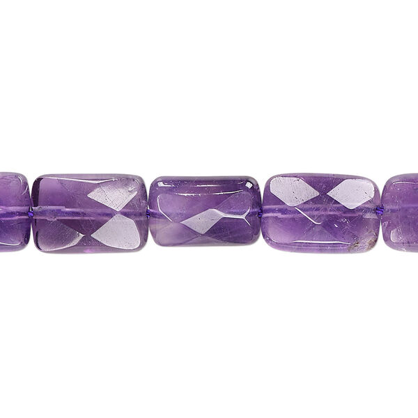Bead, amethyst (natural), 12x8mm faceted rectangle, B grade, Mohs hardness 7. Sold per 15-1/2" to 16" strand. image number 0