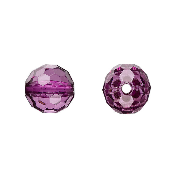 Bead, acrylic, purple, 12mm faceted round. Sold per 100-gram pkg, approximately 100 beads. image number 0