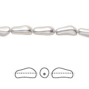 Pearl 10pk light grey, Crystal Passions® 10x4mm baroque elongated 5844