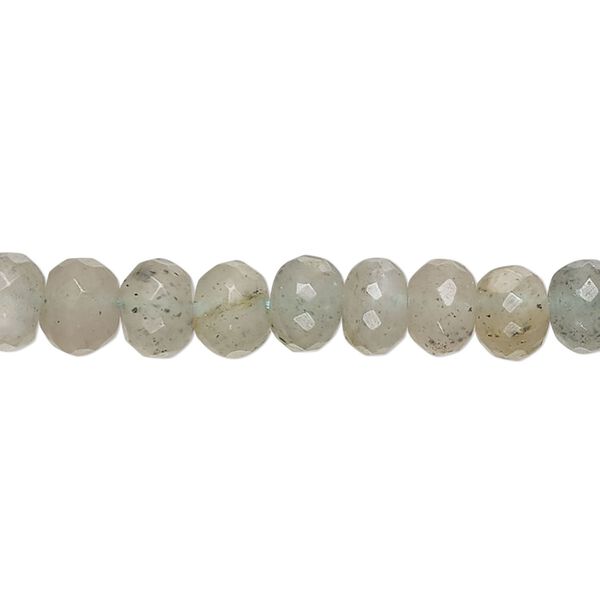 Moss aquamarine 1pkg1, hand-cut faceted rondelle bead dark 14 inch 6x4mm-8x6mm image number 0