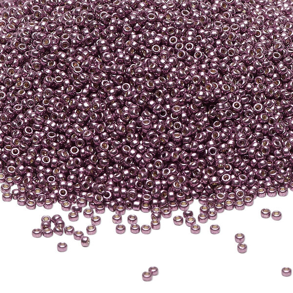Seed bead, Miyuki, glass, pkg/35g, #15 rocaille, Duracoat® opaque galvanized eggplant, (RR-4220). image number 0