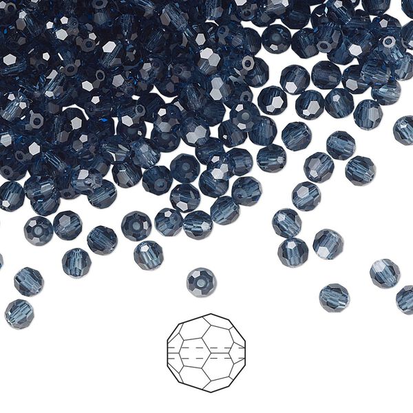 Bead 144pk Montana, Preciosa Czech crystal 3mm round image number 0