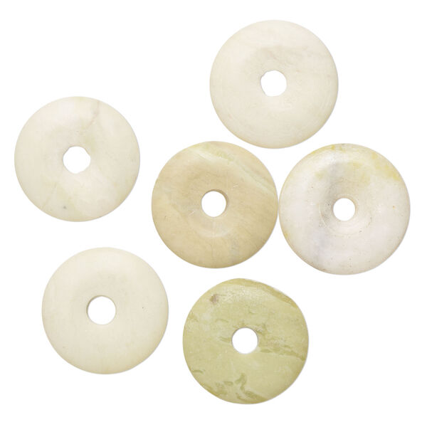 Peridot new "jade" 1pkg6, donut focal and component natural, 28-31mm image number 0