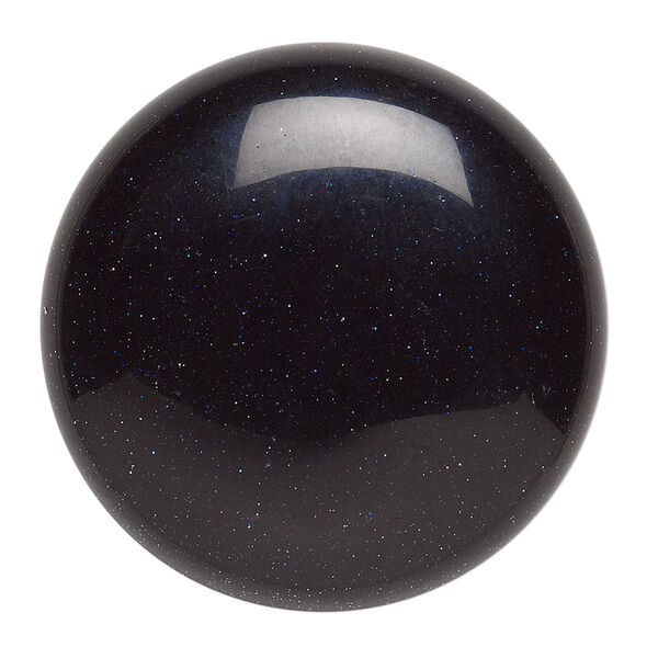 Cabochon, blue goldstone (glass) (man-made), 38mm calibrated round. Sold individually. image number 0