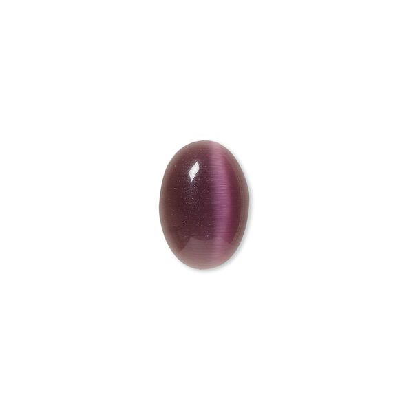 Cabochon, cat's eye glass (fiber optic glass), purple, 14x10mm calibrated oval, quality grade. Sold per pkg of 10. image number 0