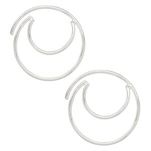 Earring 1pkg2 sterling silver, 24mm double hoop, 1 pair