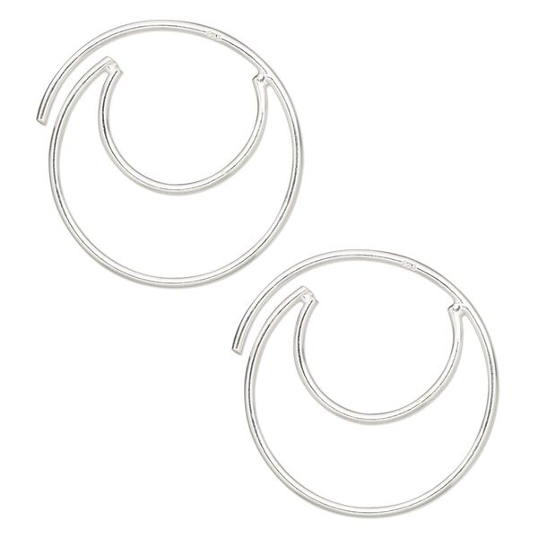 Earring 1pkg2 sterling silver, 24mm double hoop, 1 pair image number 0