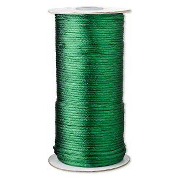 Cord, Satinique™, satin, dark green, 2mm regular. Sold per 400-foot spool. image number 0