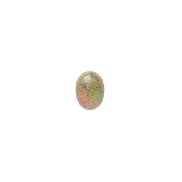 Cabochon, unakite (natural), 8x6mm calibrated oval, B grade, Mohs hardness 6 to 7. Sold per pkg of 16. image number 0