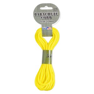 Cord, nylon parachute, fluorescent yellow, 4mm round, 550-pound test. Sold per 16-foot section.