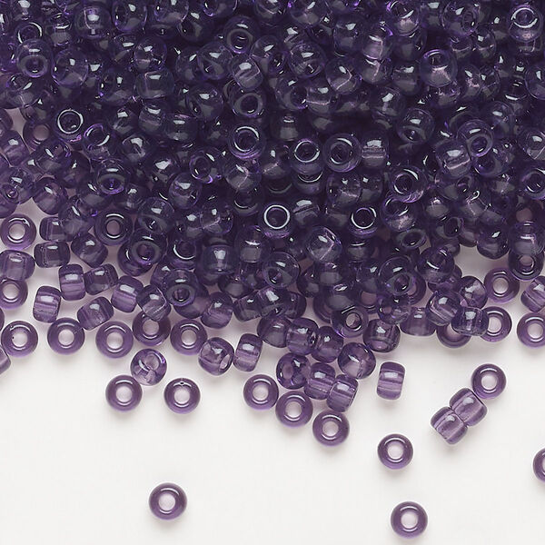 Seed bead, Miyuki, glass, pkg/50g, #8 rocaille, transparent amethyst (RR-157). image number 0