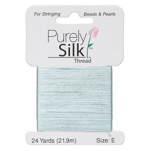 Thread, Purely Silk™, pale green, size E. Sold per 24-yard card.