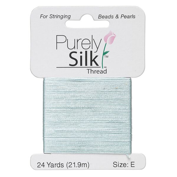 Thread, Purely Silk™, pale green, size E. Sold per 24-yard card. image number 0