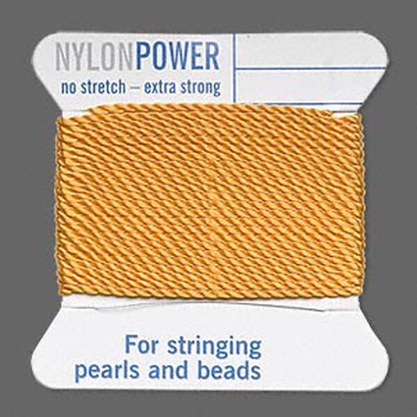 Thread, Griffin, nylon, amber yellow, size #14. Sold per 2-meter card (approximately 78 inches). image number 0