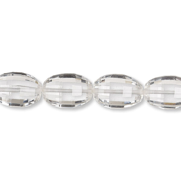 Bead, quartz crystal (natural), 10x7mm-13x9mm hand-cut faceted oval, B grade, Mohs hardness 7. Sold per pkg of 10. image number 0