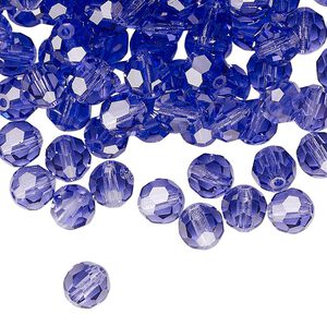 Bead 24pk tanzanite, Preciosa Czech crystal 6mm round