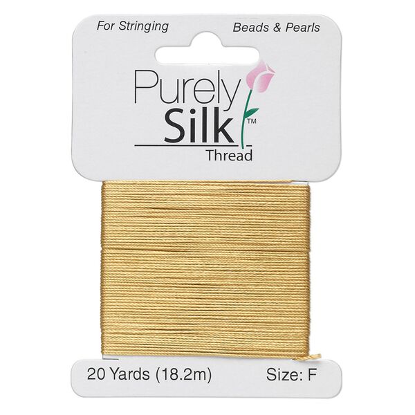 Thread, Purely Silk™, gold, size F. Sold per 20-yard card. image number 0