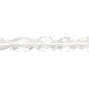 Quartz crystal 1pkg1, hand-cut faceted oval bead natural 14 inch 8x7mm-13x8mm