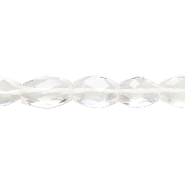 Quartz crystal 1pkg1, hand-cut faceted oval bead natural 14 inch 8x7mm-13x8mm image number 0