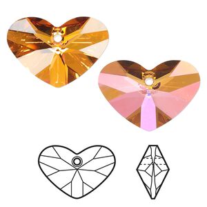 Drop 1pk crystal astral pink, Crystal Passions® 27x19mm pendant crazy 4 u heart 6260
