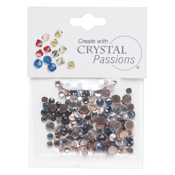 Flat back mix 1pkg144 Montana, Crystal Passions&reg; rhinestone 3.0-4.8mm hotfix round SS12 / SS16 / SS20 image number 0
