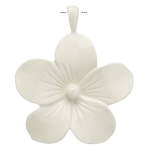 Pendant, enameled "pewter" (zinc-based alloy), ivory, 46x44mm flower. Sold individually.