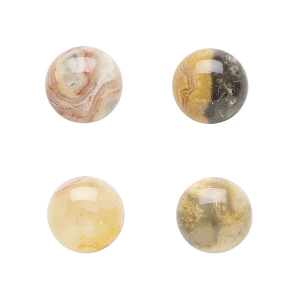 Cabochon, crazy lace agate (natural), 12mm calibrated round, B grade, Mohs hardness 6-1/2 to 7. Sold per pkg of 4. image number 0