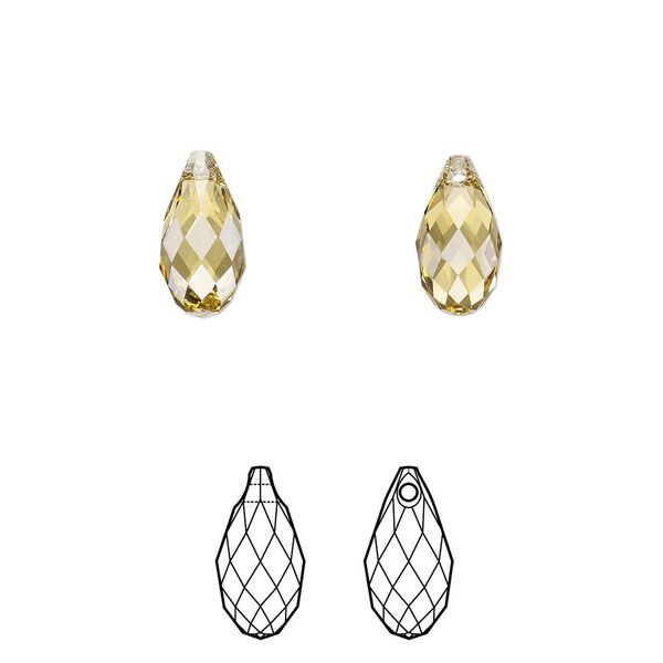 Briolette 2pk dark jonquil, Crystal Passions® Regenerated 11x5.5mm pendant drop 6010 image number 0
