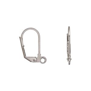 Earring leverback 1pkg4, 17mm / closed loop, stainless steel 2 pair