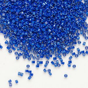 Seed bead, Delica®, glass, pkg/250g, #11 round, opaque rainbow luster cobalt (DB-0216).
