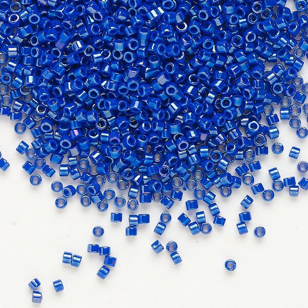 Seed bead, Delica®, glass, pkg/250g, #11 round, opaque rainbow luster cobalt (DB-0216). image number 0