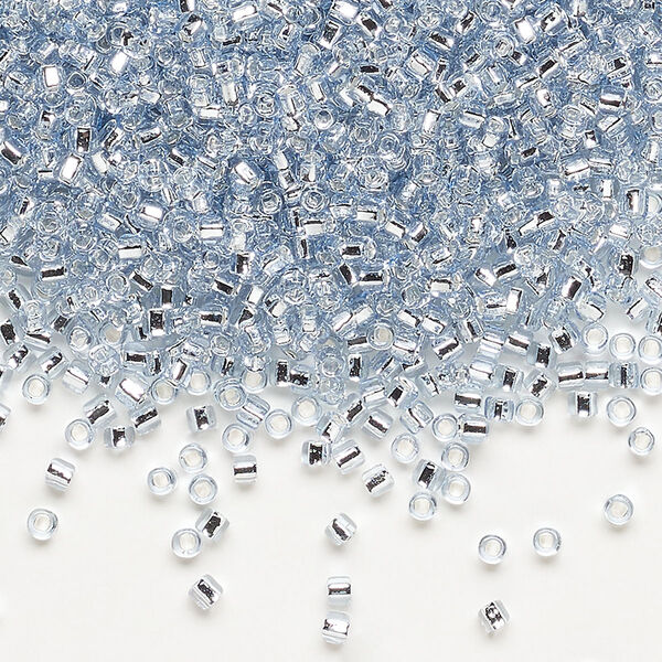 Seed bead, Dyna-Mites™, glass, pkg/40g, #11 round, transparent silver-lined pale blue, (72:SR 11/0 SR). image number 0