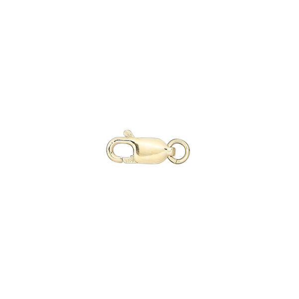 Clasp, lobster claw, 14Kt gold-filled, 10x4mm with 4mm jump ring. Sold per pkg of 5. image number 0