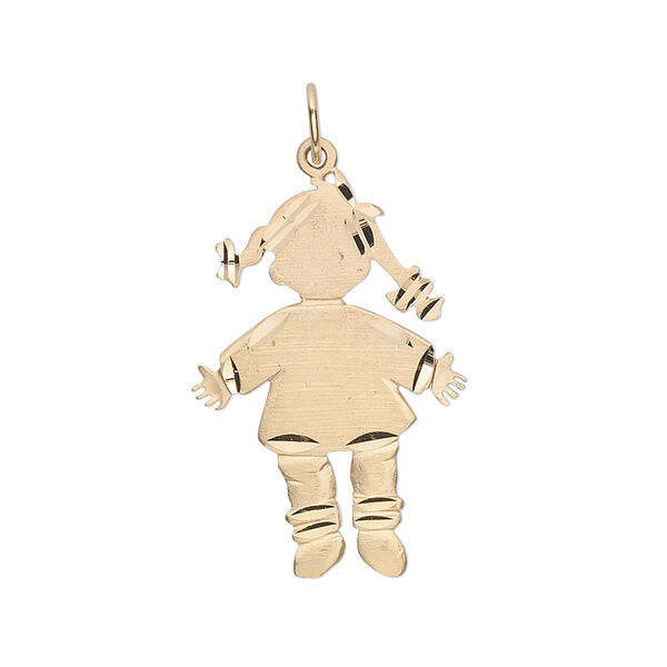 Charm, 14Kt gold, 26x18mm engraveable girl. Sold individually. image number 0