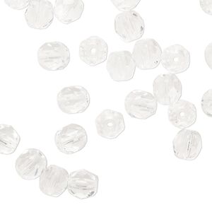 Bead 1pkg60 Czech fire-polished glass, transparent clear, 6mm faceted round.