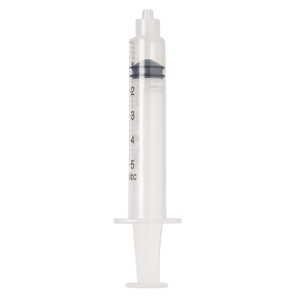 Syringe, plastic, clear and black, 3-2/3 x 1 inch, holds up to 5mL. Sold per pkg of 20. image number 0