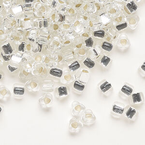 Seed bead, Miyuki 1pkg10g, glass, #5 triangle, transparent silver-lined clear (TR-1101)