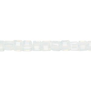 Bead 1pk 18 facets transparent clear frosted, Celestial Crystal® 4mm cube 15.5-16 inch