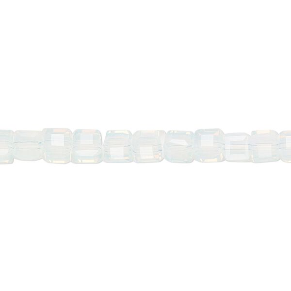 Bead 1pk 18 facets transparent clear frosted, Celestial Crystal® 4mm cube 15.5-16 inch image number 0