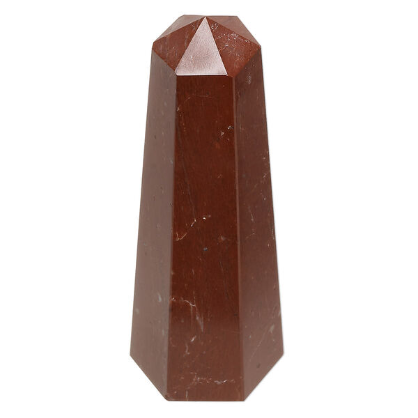 Red jasper 1pkg1, hand-cut undrilled 6-sided point tower gift natural C grade, 2.75x0.75 to 3x1 inch image number 0