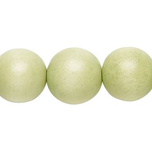 Bead, Taiwanese cheesewood (dyed / waxed), lime green, 15-16mm round. Sold per 15-1/2" to 16" strand.