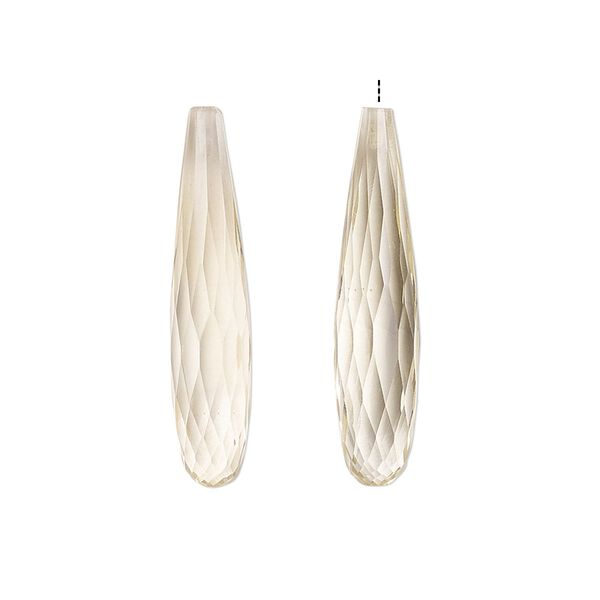 Citrine 1pkg2, hand-cut half-drilled faceted teardrop bead 27x5mm-28x6mm image number 0