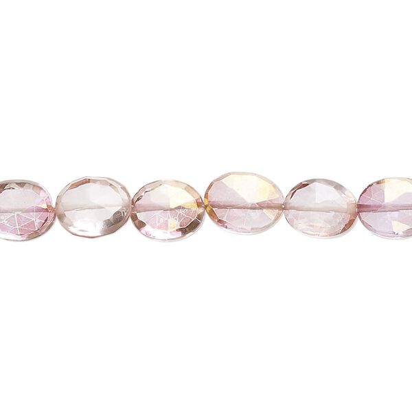 Quartz crystal 1pkg1, hand-cut faceted puffed oval bead 7 inch 7x6mm-9x8mm image number 0